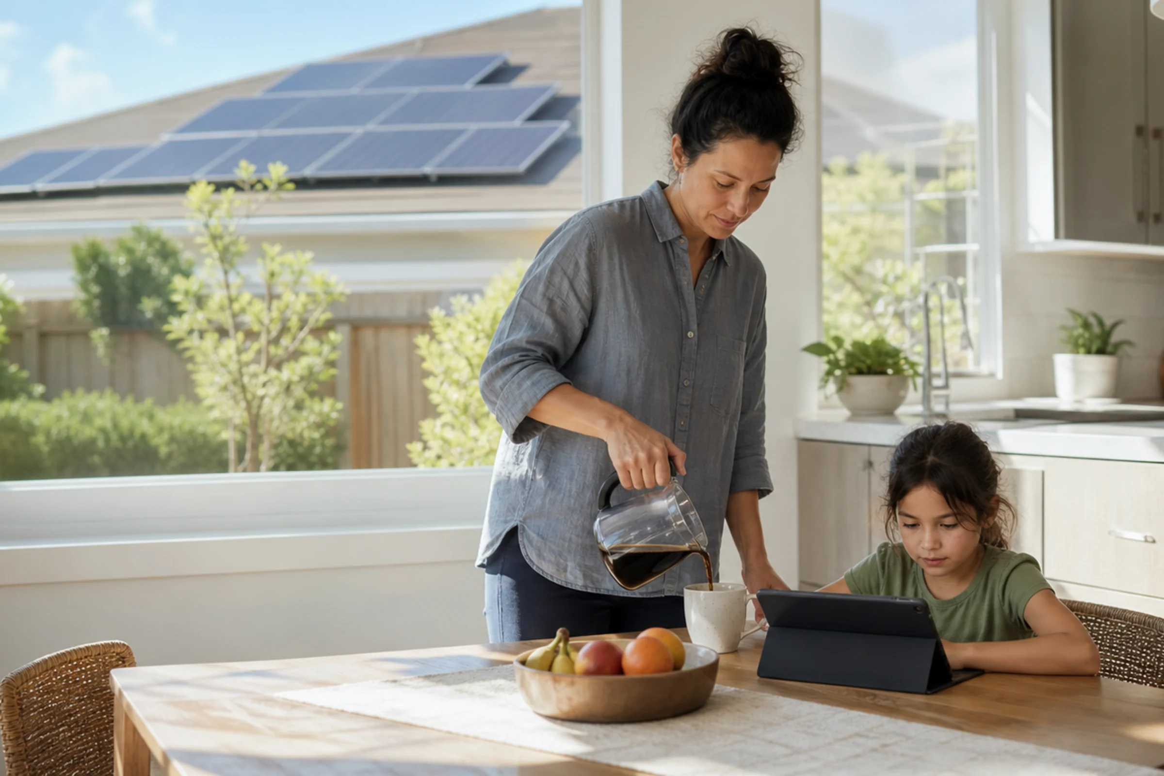Modern Texas home with solar panels and Tesla Powerwall