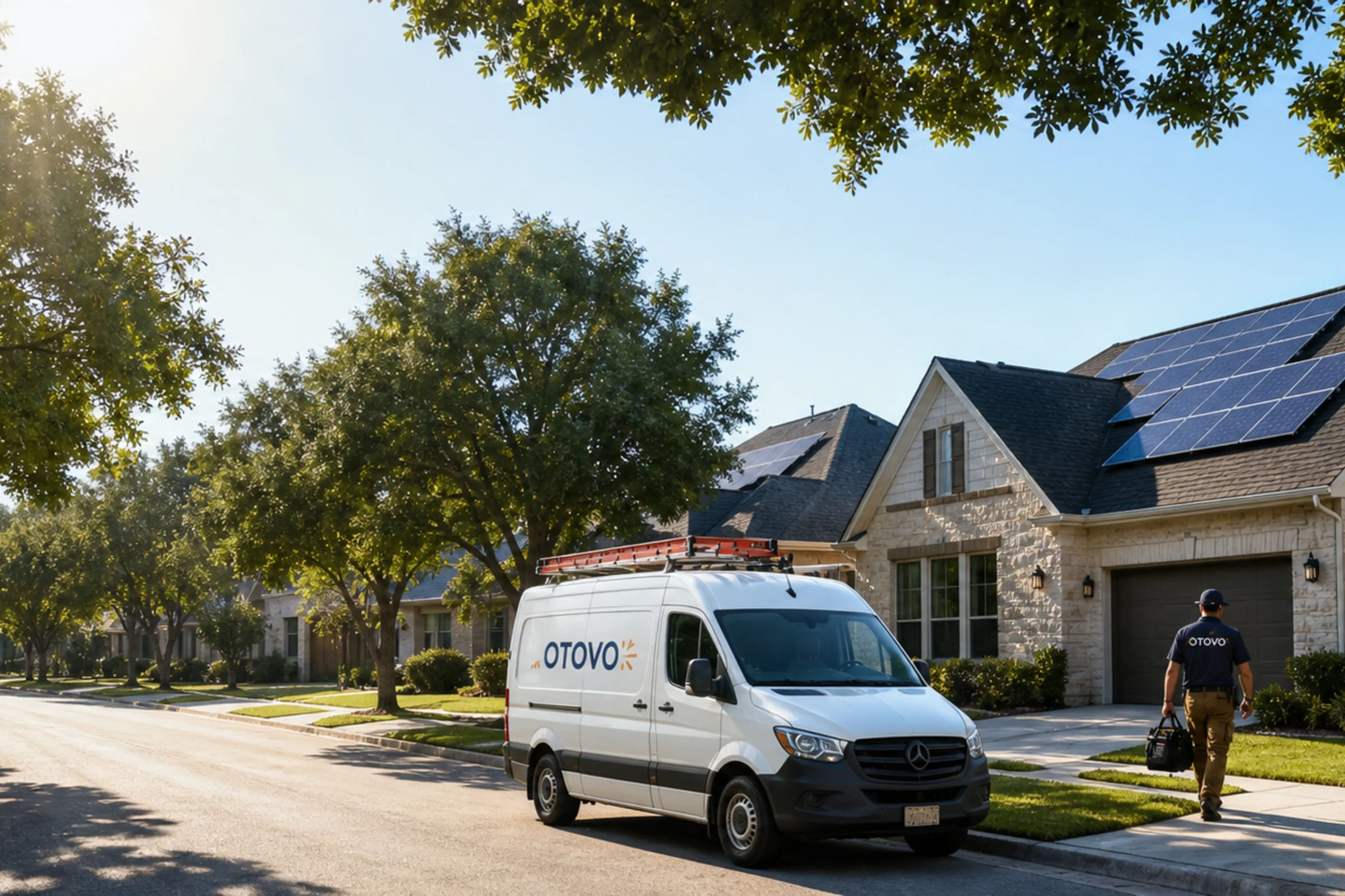 Residential solar neighborhood with no high-voltage equipment near homes